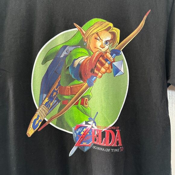 Legend Of‎ Zelda Ocarina Of Time 3D Official Nintendo T Shirt Black Size Small - Picture 2 of 5